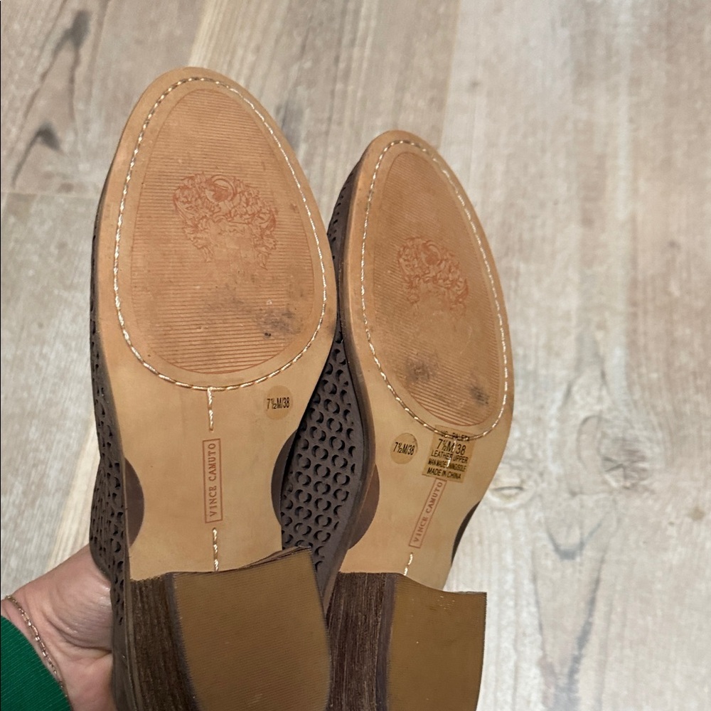 Vince Camuto Brown Perforated Sueded Leather Ankle Boots - Picture 6 of 10